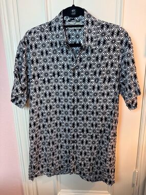 Kenny Flowers Black & White Floral Polo